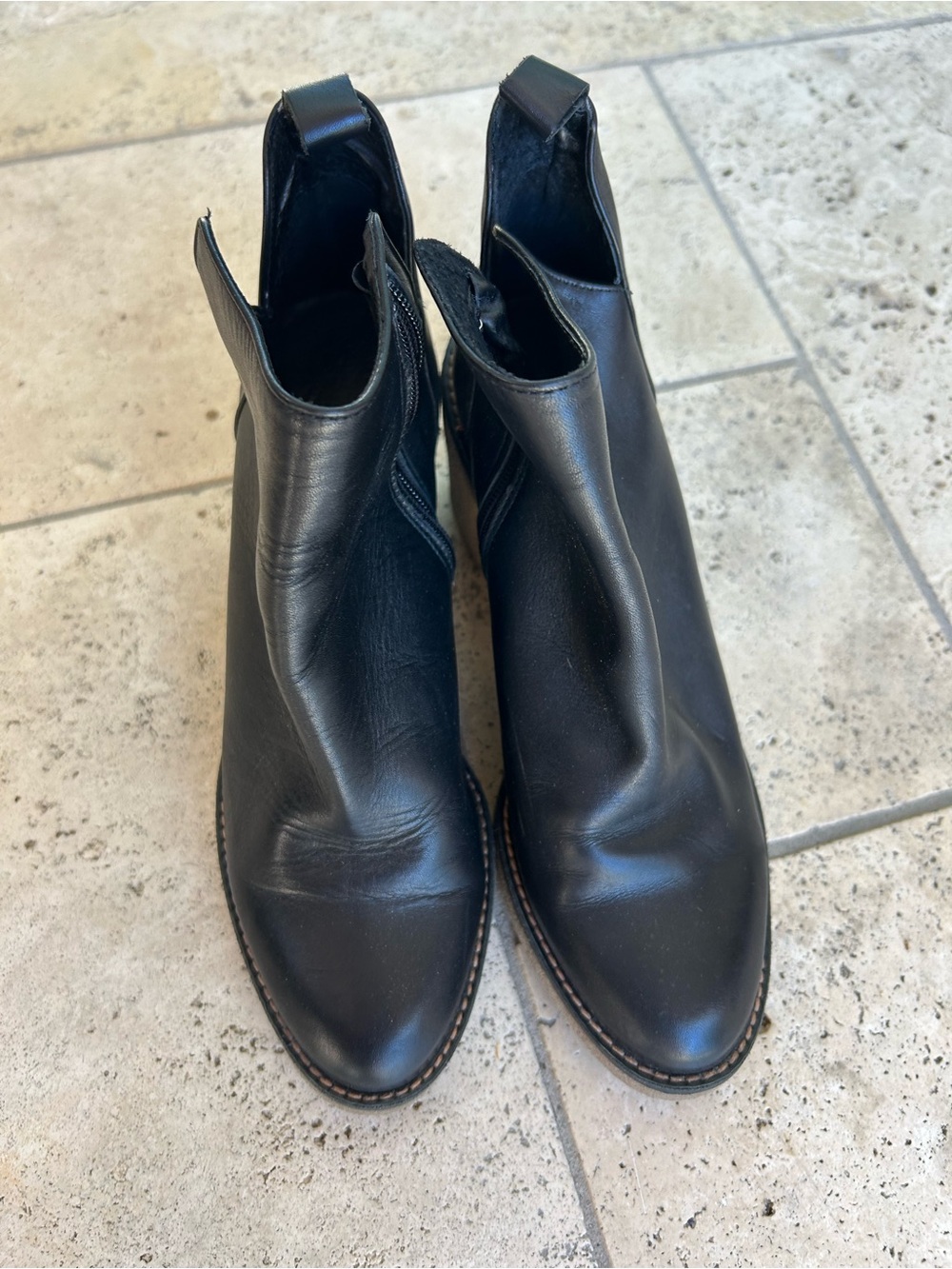 Black Leather Miista boot heels